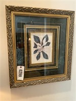 Framed and Matted Floral Print, approx. 22"x25"