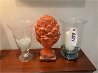 Group of Decorative Items, includes Two Clear Glas