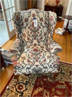 Floral Upholstered Wingback Arm Chair, with Ball a