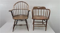 (2) wooden arm chairs
