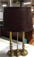 Vintage Brass Desk Lamp burgundy leather shade