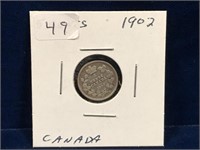 1902 Canadian Silver Five Cent Piece