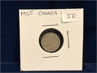 1905 Canadian Silver Five Cent Piece