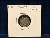 1906 Canadian Silver Five Cent Piece