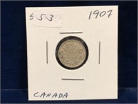 1907 Canadian Silver Five Cent Piece