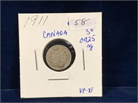 1911 Canadian Silver Five Cent Piece