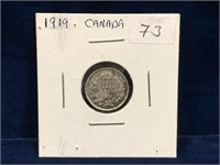 1919 Canadian Silver Five Cent Piece