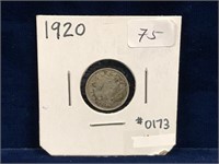 1920 Canadian Silver Five Cent Piece