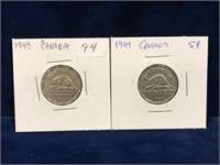 1948 & 1949  Canadian  Nickels