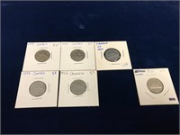 1950, 51, 52, 53, 54 1959  Canadian  Nickels
