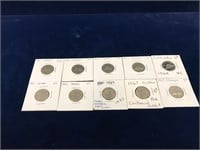 Ten - 1960 to 1968  Canadian  Nickels