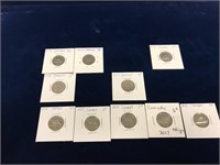 Ten - assorted  Canadian  Nickels