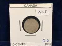 1905 Canadian Silver Ten Cent Piece