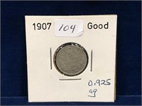 1907 Canadian Silver Ten Cent Piece