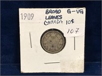 1909 Canadian Silver Ten Cent Piece