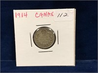 1914 Canadian Silver Ten Cent Piece