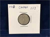 1910 Canadian Silver Ten Cent Piece