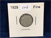 1929 Canadian Silver Ten Cent Piece