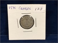 1930 Canadian Silver Ten Cent Piece