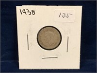 1938 Canadian Silver Ten Cent Piece