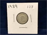 1939 Canadian Silver Ten Cent Piece