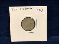 1943  Canadian Silver Ten Cent Piece
