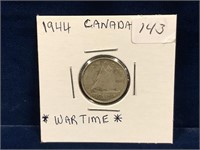 1944  Canadian Silver Ten Cent Piece