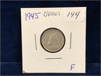 1945  Canadian Silver Ten Cent Piece