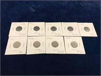 Nine  - 1981 to 1989 Canadian Dimes