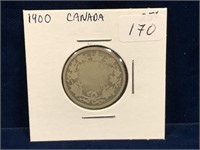 1900 Canadian Silver 25 Cent Piece