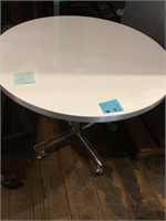 Round 36" White Formica top flip table