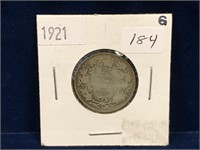 1921 Canadian Silver 25 Cent Piece