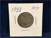 1933  Canadian Silver 25 Cent Piece