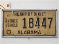 "AL Antique Vehicle" License Plate in Metal Frame