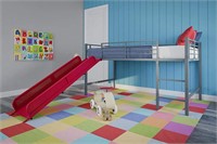 DHP Junior Twin Metal Loft Bed with Slide, Multif