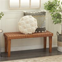 Deco 79 Wood Woven Bench, 45" x 16" x 19", Brown;