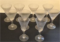 8 Cordial and 2 Brandy Glasses