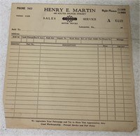 Henry Martin IH Order Sheet