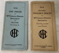 lot of 2 1934 & 1936 McCormick-Deering Prices