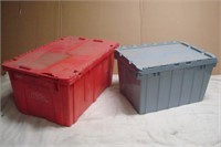 Two Totes - Red and Blue - Folding Tops
