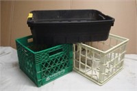 Black Tub and Two Milk Crates