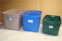 Three Totes Blue, Green and Beige - No Lids
