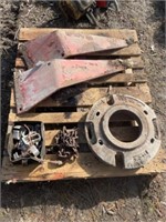 Pallet w/ (2) steel plates, rear tractor weight,