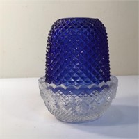 FAIRY LAMP DIAMOND POINT GLASS ANTIQUE