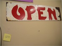 OLD METAL OPEN SIGN 9 1/2 X 32