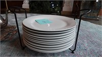 12 DINNER PLATES IN STAND