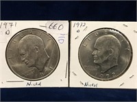 1971D, 1972D Eisenhower Dollar Coins