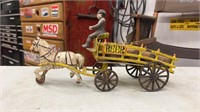 Vintage CastIron Horse And Wagon