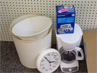 Coffee maker, clock and lamp shade