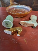Vintage lot Glass Shoes & Small Cup Shot Glass